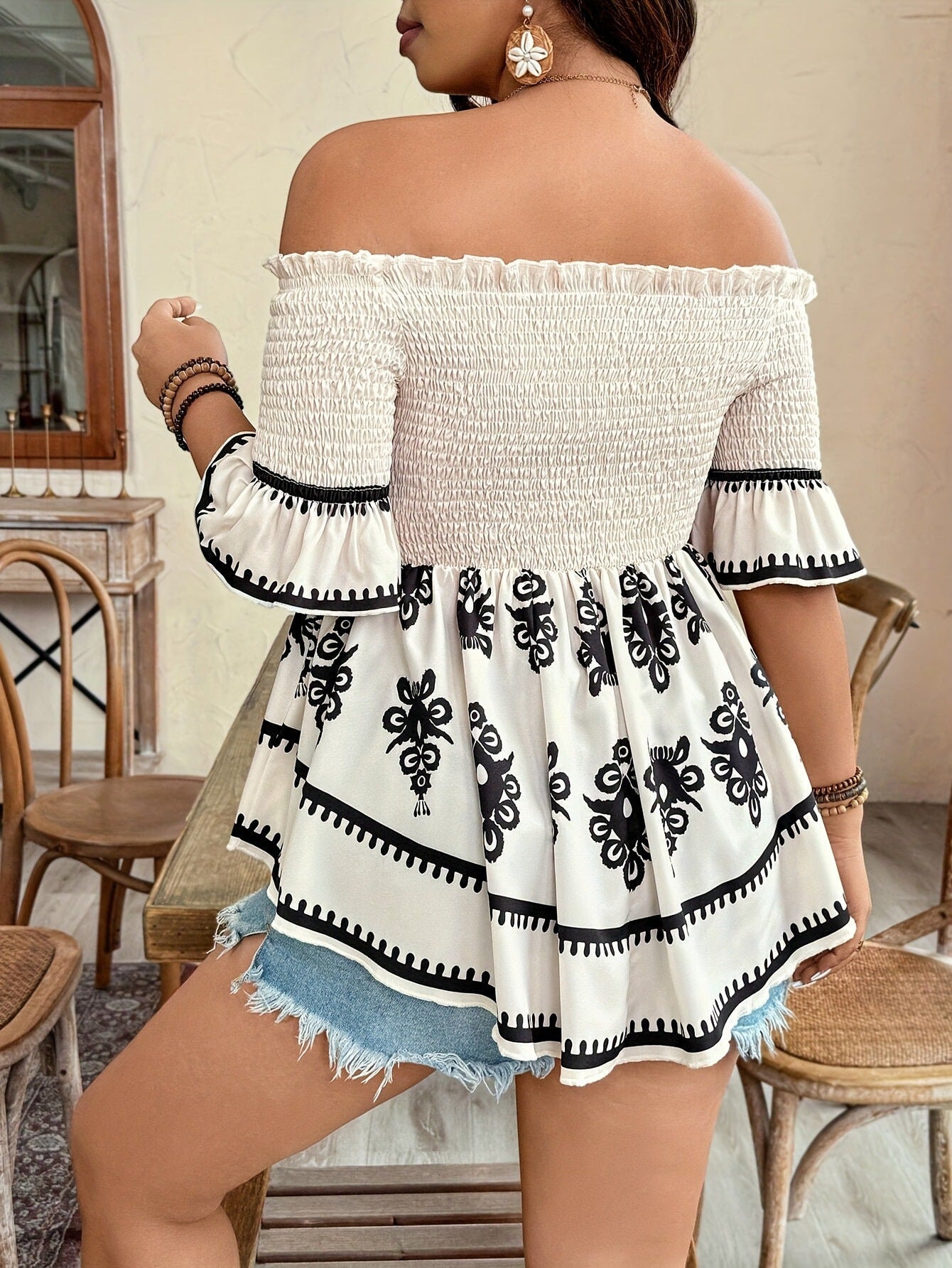 Women's Resort-Style Printed Midi Dress