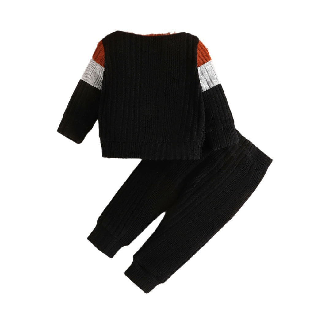 Color Matching Top Solid Color Pants Suit Baby Boy Cute Two-piece Set Zee's Vibe Vault