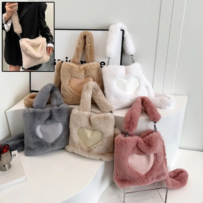 Women Fluffy Shoulder Bag Top-handle Bag Female Autumn Winter Handbag Plush Tote Girls Fashion Shopping Bags Handbags For Women Zee's Vibe Vault