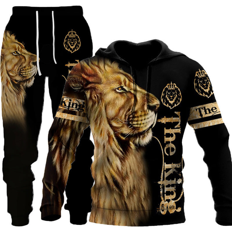 3D Lion & Tiger Hoodie Set