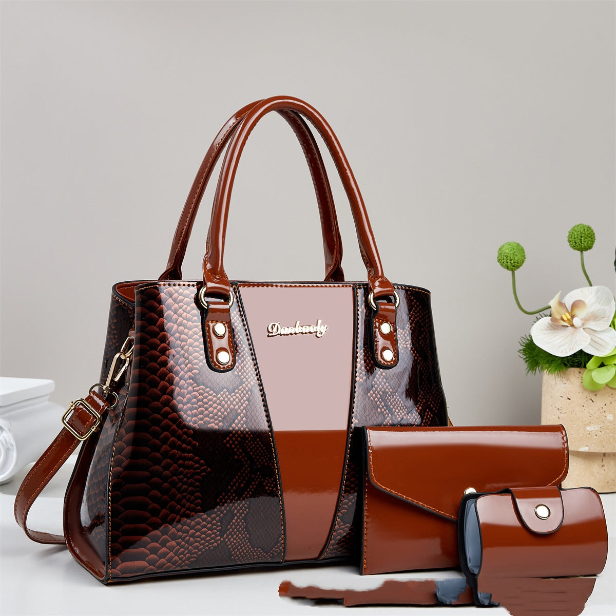 Large-capacity Shouldercrossbody Bag With A Snakeskin Pattern Tote Handbag Zee's Vibe Vault